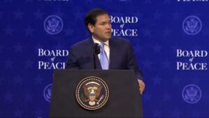 Declaraciones del secretario de Estado de EE. UU. Marco Rubio durante la ceremonia de firma de la carta de la Junta de Paz