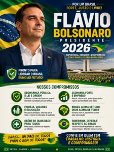 «Flavio Bolsonaro inicio su campaña presidencial este recien pasado domingo 16 con banderas de Israel y Estados Unidos de Norteamérica».